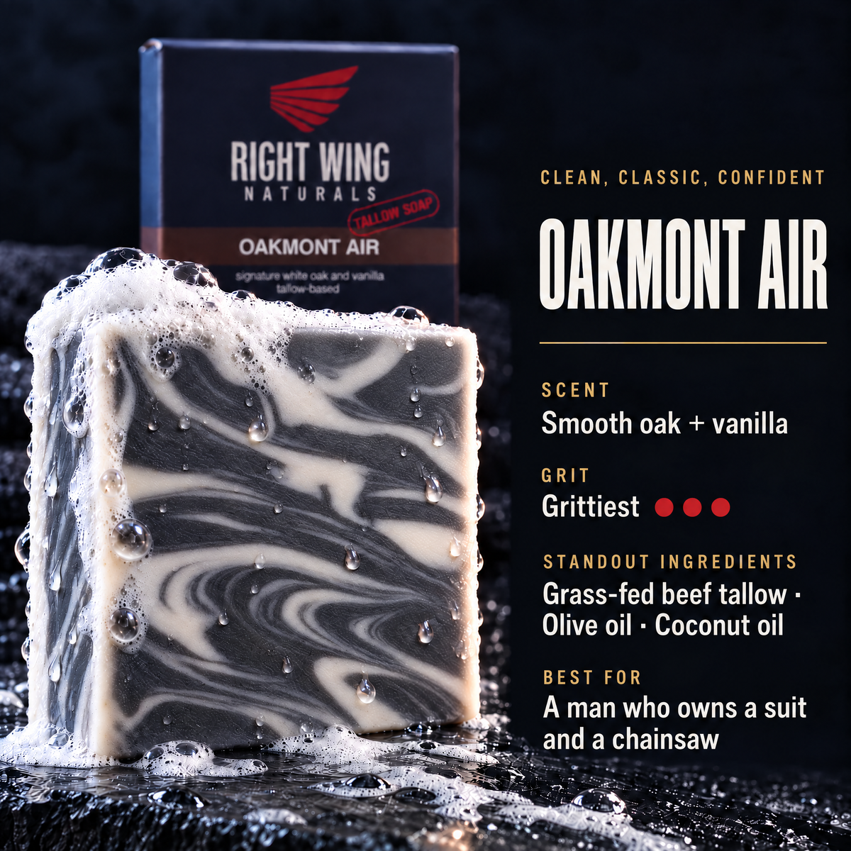 Oakmont Air scent card: scent notes and grit level
