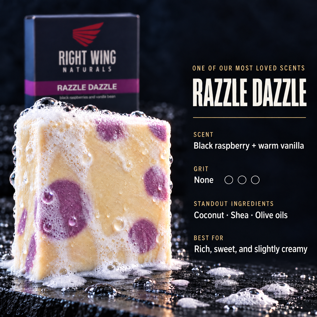 Razzle Dazzle scent card: scent notes and grit level