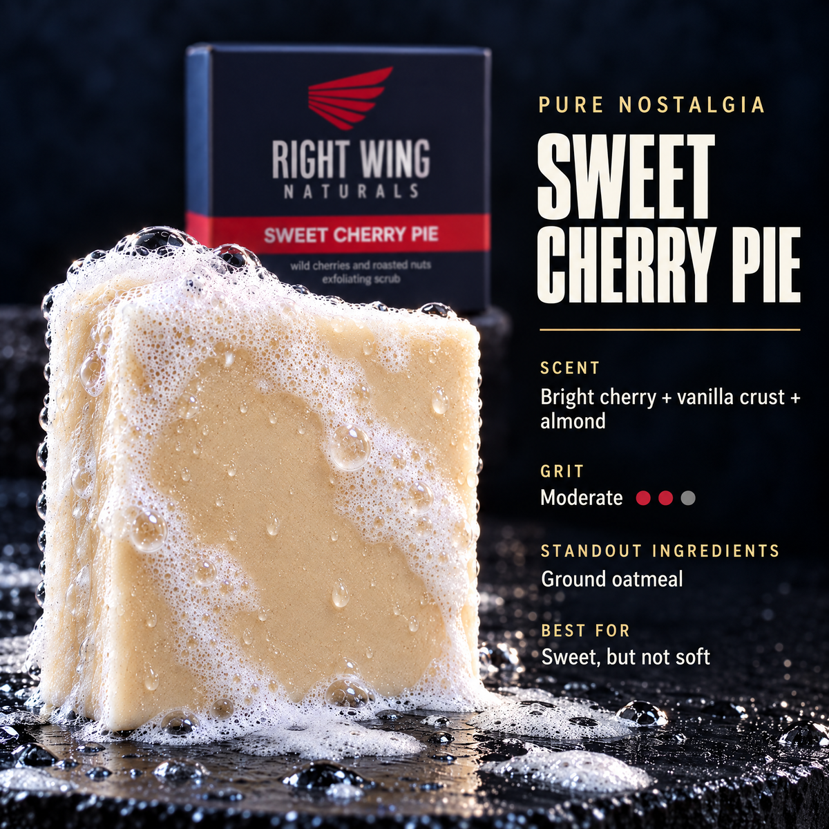 Sweet Cherry Pie scent card: scent notes and grit level