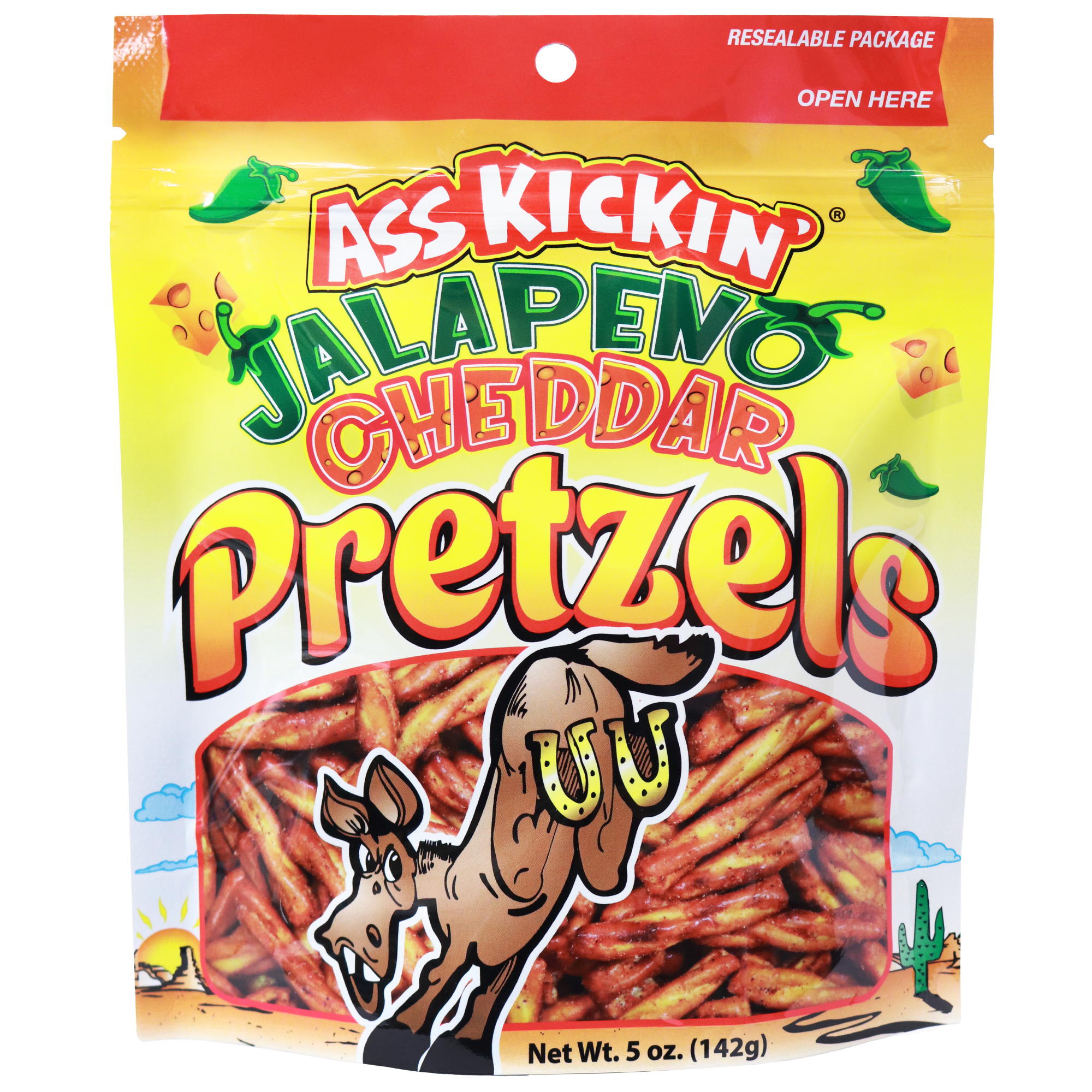 Ass Kickin’ Jalapeno Cheddar Pretzels 5oz Bag