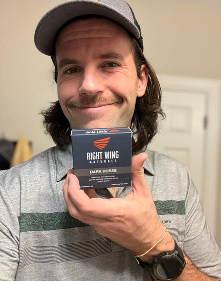 Customer holding Right Wing Naturals soap