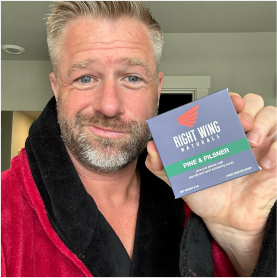 Customer holding Right Wing Naturals soap