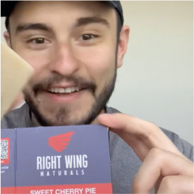 Customer holding Right Wing Naturals soap