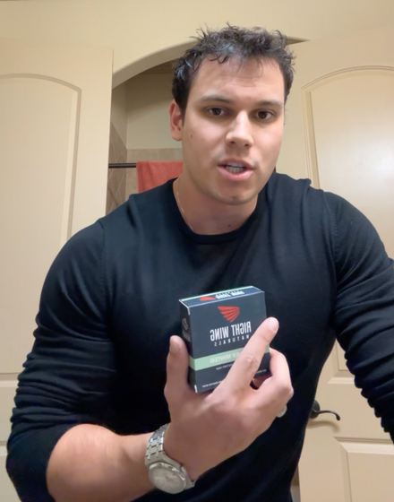 Customer holding Right Wing Naturals soap