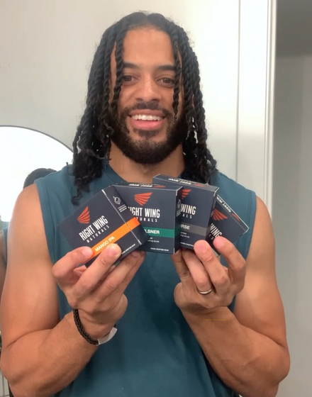 Customer holding Right Wing Naturals soap