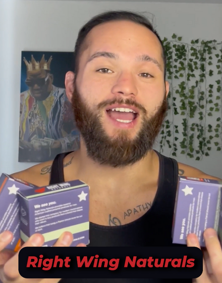 Customer holding Right Wing Naturals soap