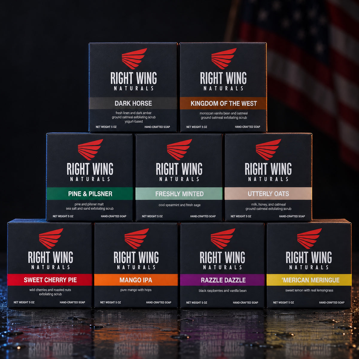 The Natty Right 9-Pack of boxed Right Wing Naturals soap bars