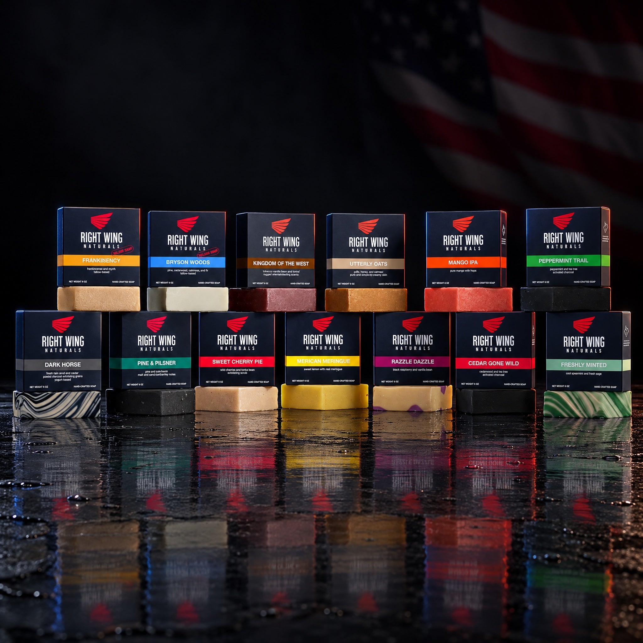 The Patriot Pack of thirteen boxed Right Wing Naturals soap bars