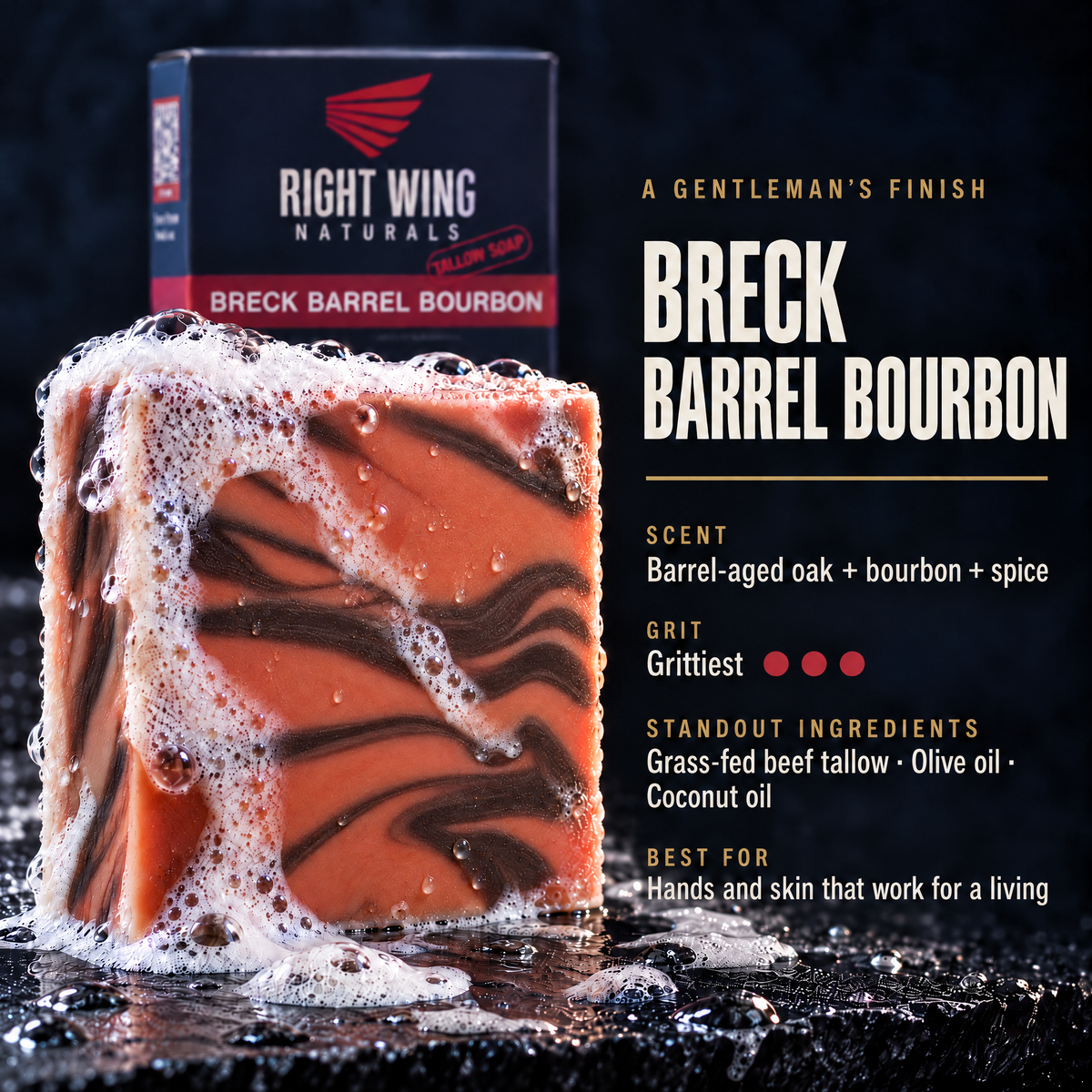 Breck Barrel Bourbon scent card: scent notes and grit level