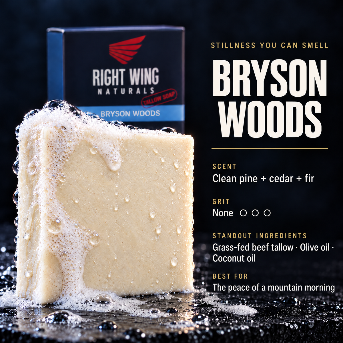 Bryson Woods scent card: scent notes and grit level