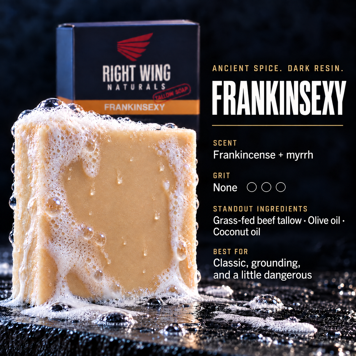 Frankinsexy scent card: scent notes and grit level