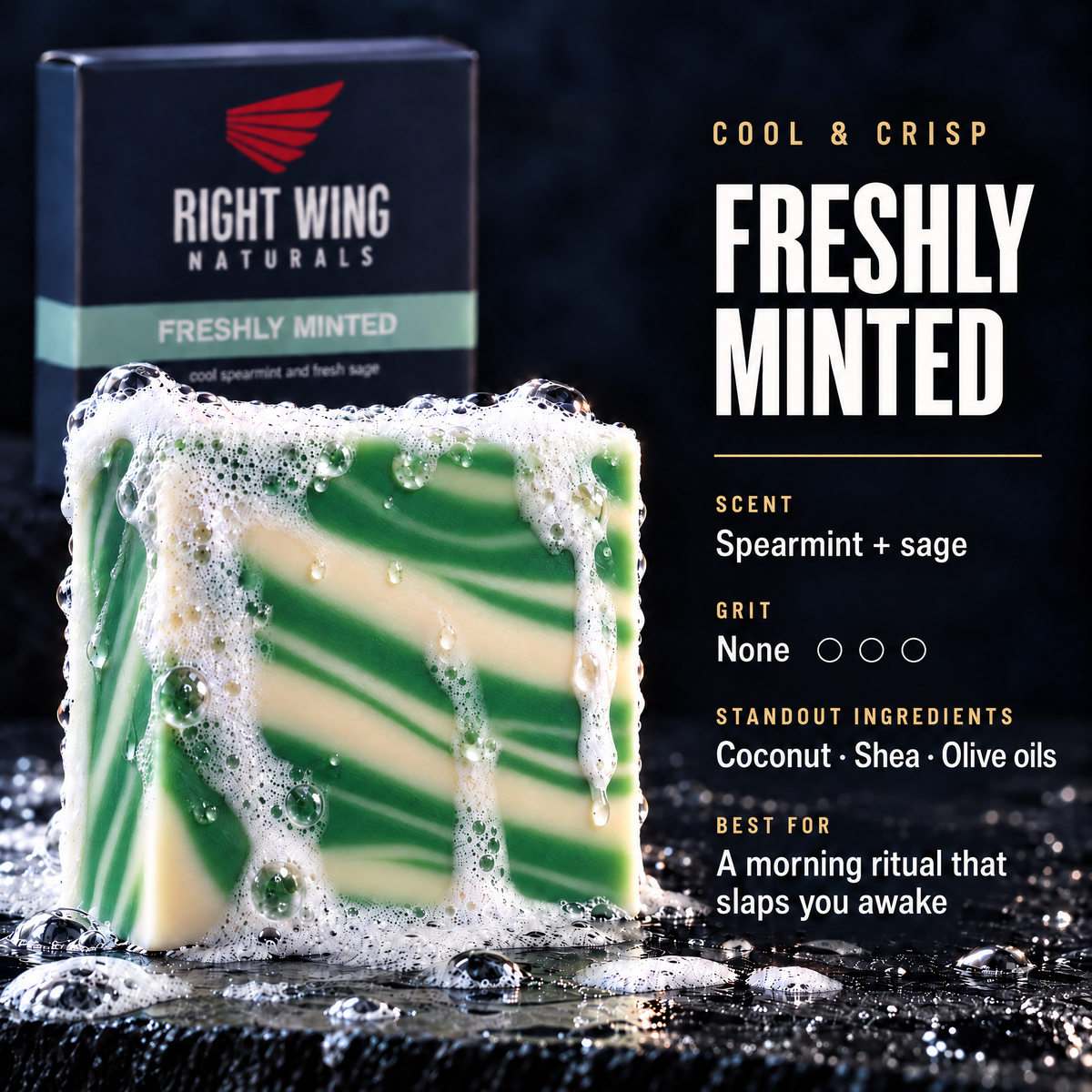 Freshly Minted scent card: scent notes and grit level