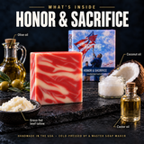 What's inside Honor & Sacrifice: grass-fed beef tallow, olive oil, coconut oil