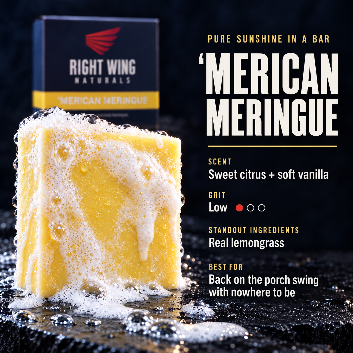 'Merican Meringue scent card: scent notes and grit level