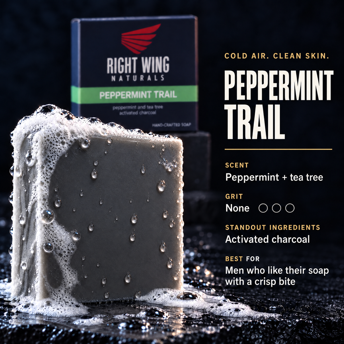 Peppermint Trail scent card: scent notes and grit level