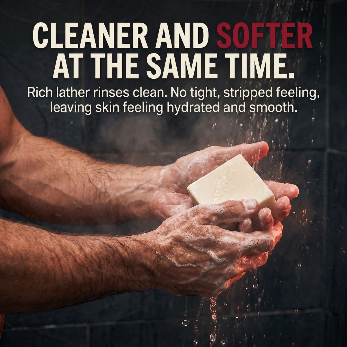 Cleaner and softer at the same time: rich lather rinses clean, no tight, stripped feeling, leaving skin feeling hydrated and smooth